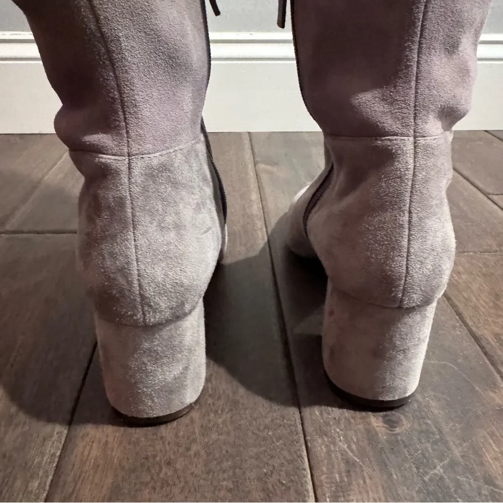 Cole Haan Elnora Gray Suede Over the Knee Chunky Heel Boots 8B